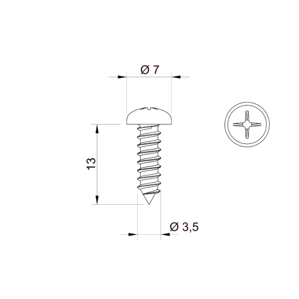 Vrut z nerezové oceli 3,5 x 13 mm